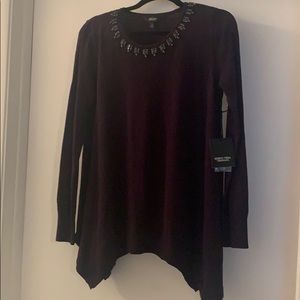 Dark purple sweater with embellishments